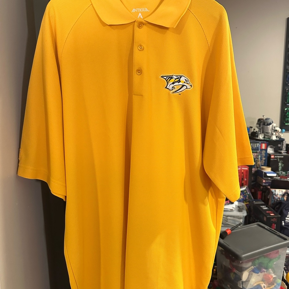 Antigua NHL Nashville Predators Gold Pique Performance Polo Shirt - Men's XL